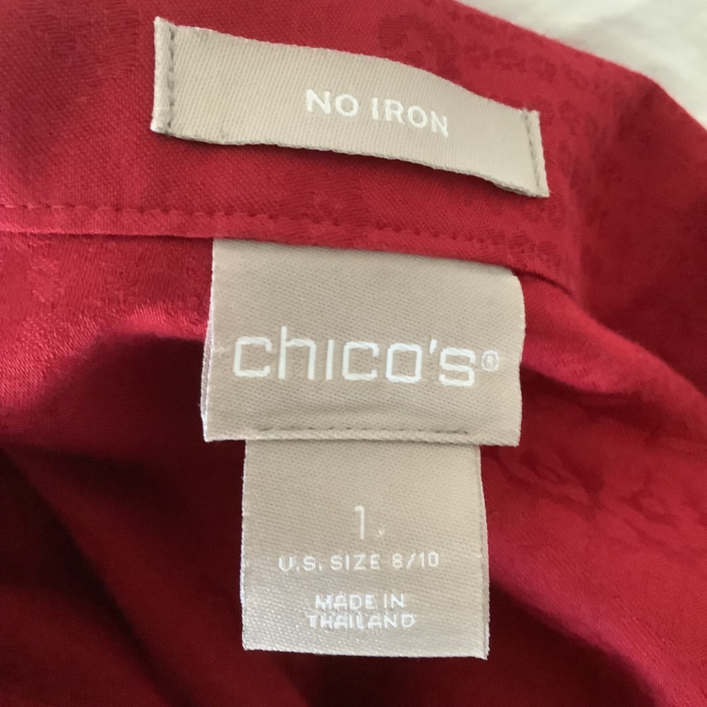 Chico's Womens Tunic Shirt Size 1 No-Iron Sateen Winged Collar‎ US Size 8/10 - Picture 16 of 16